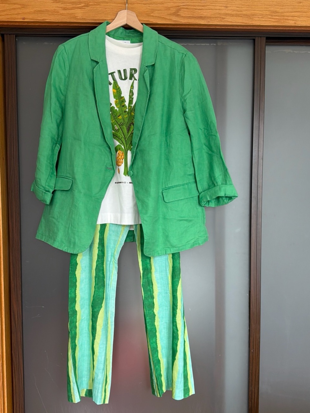 Halston Heritage Green Linen Blazer Jacket